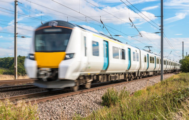 Passenger train in motion