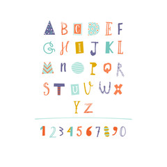 Hand Drawn paper cut out alphabet in vector.