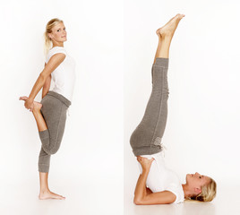 Collage Frau macht Yoga