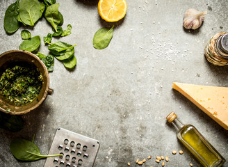 Ingredients for pesto.