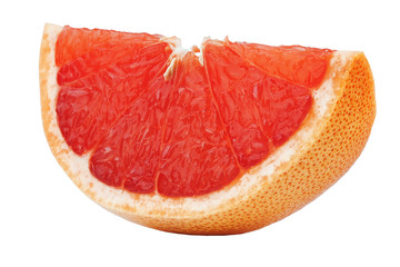 a small slice of grapefruit on a white background