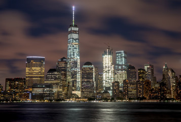 Fototapeta na wymiar New York City evening downtown buildings skyline