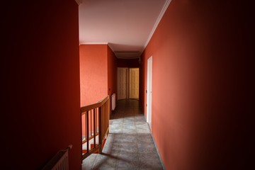 Modern hallway in red