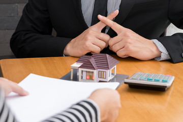 Banks refuse loans to buy homes. Real Estate concept