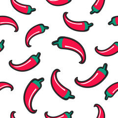 Red chili pepper stitch patch seamless pattern
