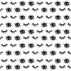 Fototapeta premium Hand drawn seamless background with eye art design
