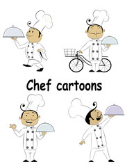 Set of fun cartoon chief cook