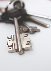 Bunch of keys on a white background