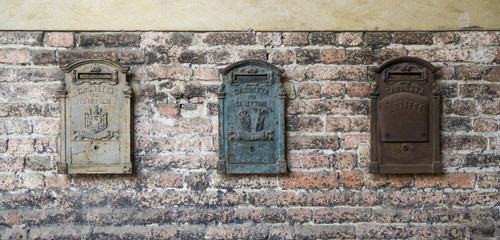 3 old italian post boxes