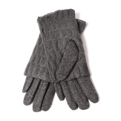 grey gloves with mitts isolated on white