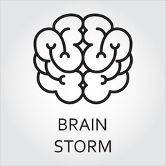 line vector icon brainstorm as brain on white