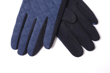 women's blue gloves isolated on white