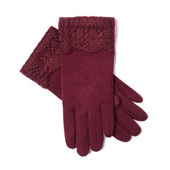 women's maroon gloves isolated on white