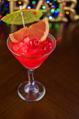 Frozen hurricane cocktail. Selective focus.