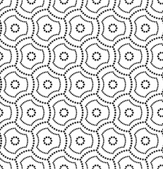 Vector seamless texture. Modern abstract background. Repeating pattern with hexagonal tiles, filled with dots.