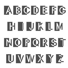 Vector font alphabet - simple black white letters - rectangle design