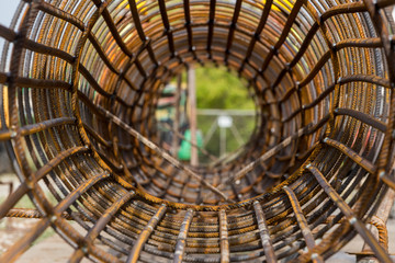 steel rebar component in a construction site
