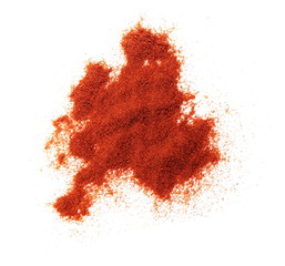 Pile of red paprika powder isolated on white