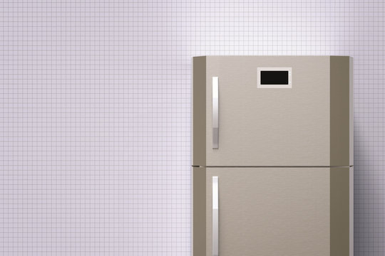 grey fridge with blank space