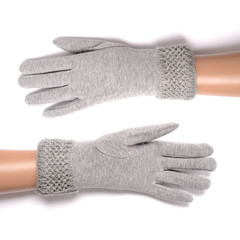 women's gray gloves isolated on white