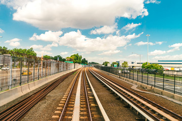 Fototapeta premium AirTrain JFK is a 3-line, 8.1 miles long elevated railway providing service to Kennedy International Airport