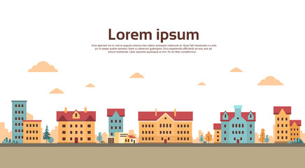 Fototapeta premium Houses Town View Banner With Copy Space