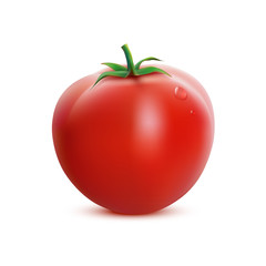 Red fresh tomato isolated on white background.