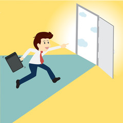 Business running to success.Vector business cartoon concept.