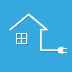 House with wire plug - vector illustration