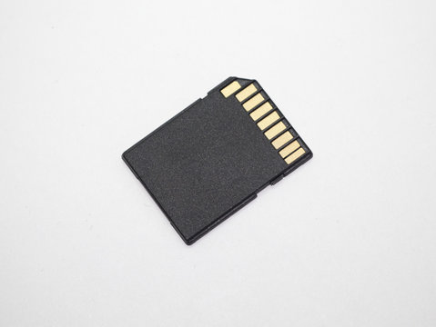 Black SD memory card isolated on white background