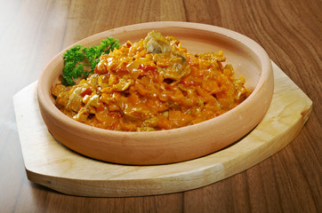 Vegetable stew with chicken giblets