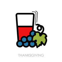 Glass of fresh grape juice icon. Thanksgiving
