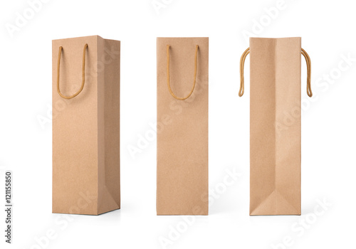 Download "Craft paper bag front and side view isolated on white ...