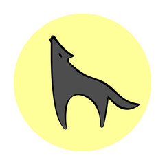 Silhouette howling wolf moonlight.