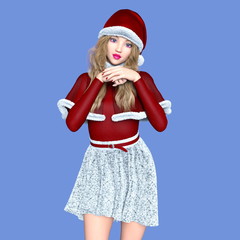サンタクロース帽子の女性