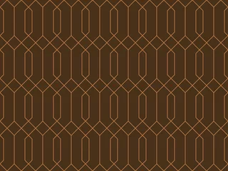 Fotobehang Bruin Naadloze chocolade bruine vintage ruitvormige omtrek geometrische patroon vector