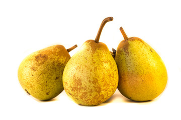 Three pears isolated on a white background
