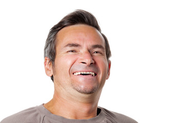 Obraz premium Portrait of laughing man on white background