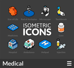 Isometric outline icons set 17
