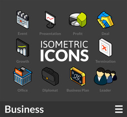 Isometric outline icons set 42