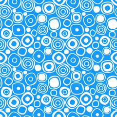 Seamless vector geometrical pattern. Endless blue  background with hand drawn circles. Graphic illustration. Template for cover, fabric, wrapping.