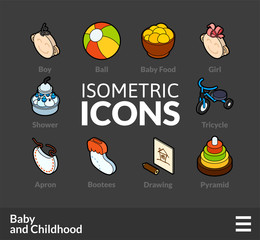 Isometric outline icons set 59