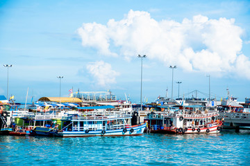 Ferry Boats at the Pier of Koh Larn, Thailand