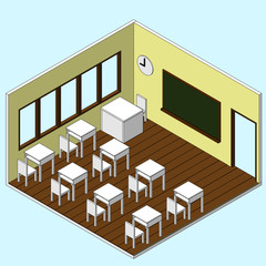 Classroom isometric vector icon- EPS10 Design Polygonal graphic