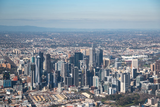 Aerial view of Melbourne city, Australia