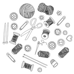 Vector sewing and needlework icons