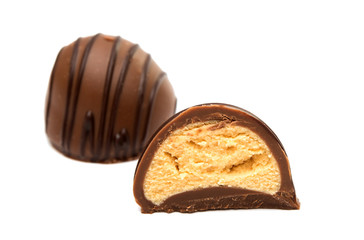 Belgian chocolate candies isolated