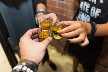 Friends having shots