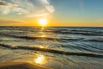 Panele Szklane  Zachód słońca nad morzem w Polsce