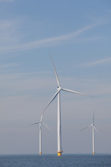 View of windturbines in the Dutch Noordoostpolder, Flevoland and